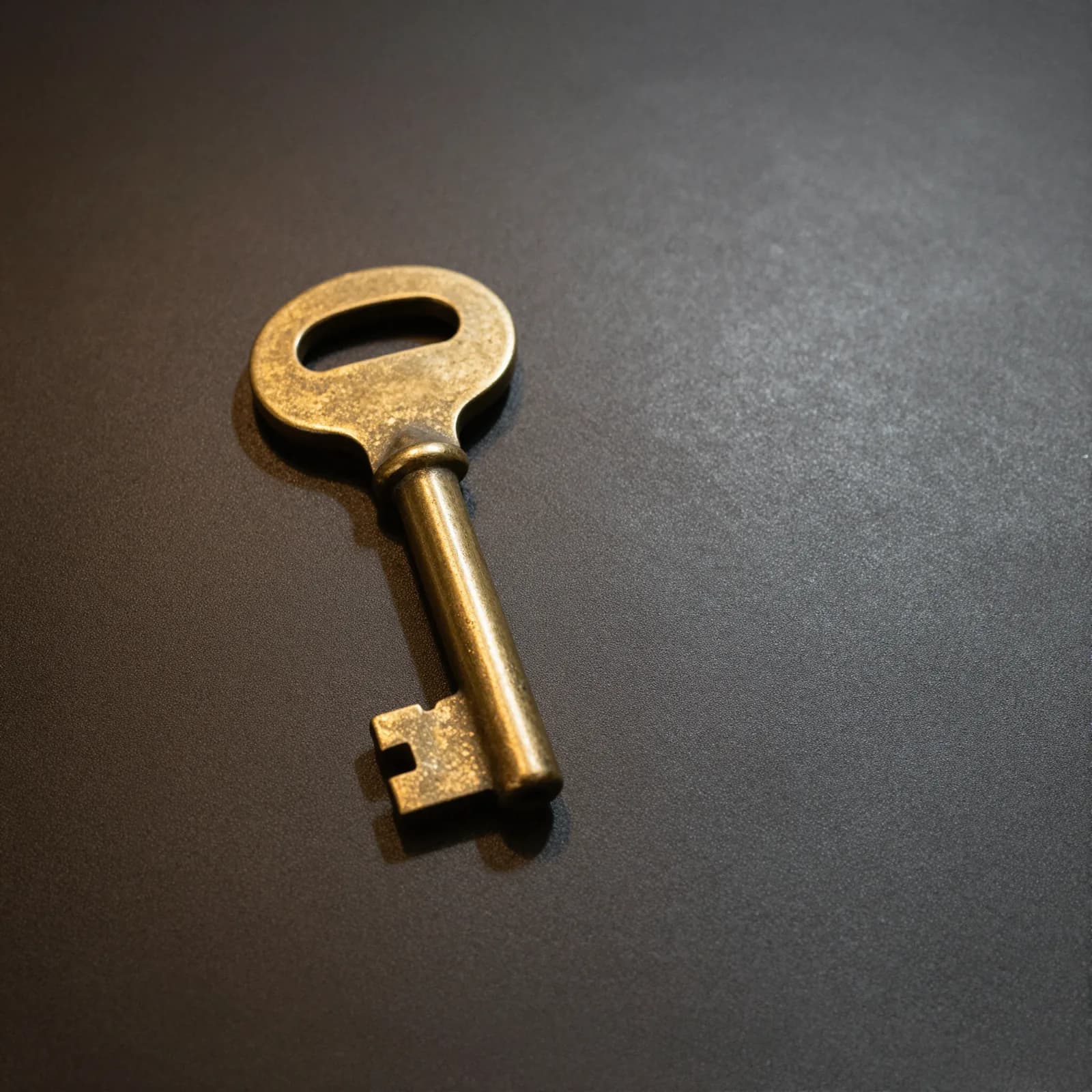 A brass key resting on a dark surface, suggesting what opens up when AI is put to the right problem.
